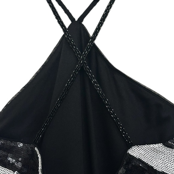 Lauren Ralph Lauren Sequin Striped Halter Neck Gown in Black/ White Size 8 - Picture 12 of 16